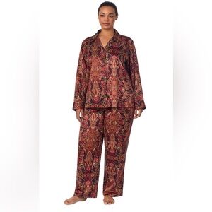 Lauren Ralph Lauren Satin Notched-Collar Pajama Set Multi Paisley Size 3XL (NEW)